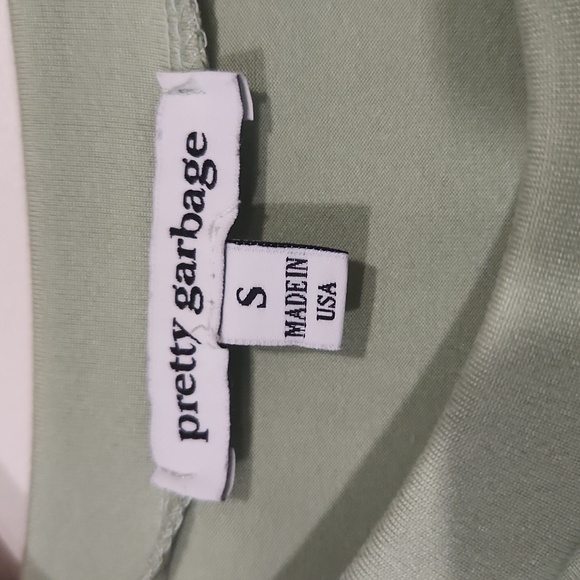 Pretty Garbage Ruched Short Sleeve Mini Dress Sage Bodycon Women Size S - Picture 4 of 6